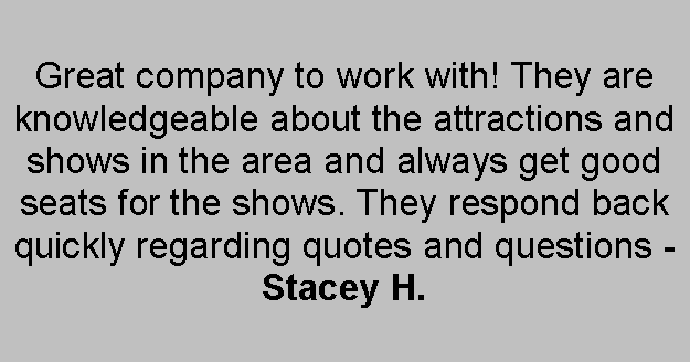 Guest review from Stacey H praising Branson Country Tours service