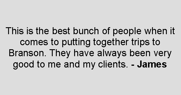 Guest review from James praising Branson Country Tours service