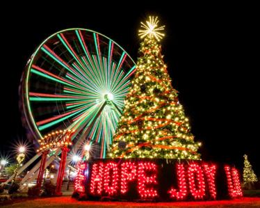 Holiday lights and Ferris wheel available to be featured in one of our Christmas in Branson packages